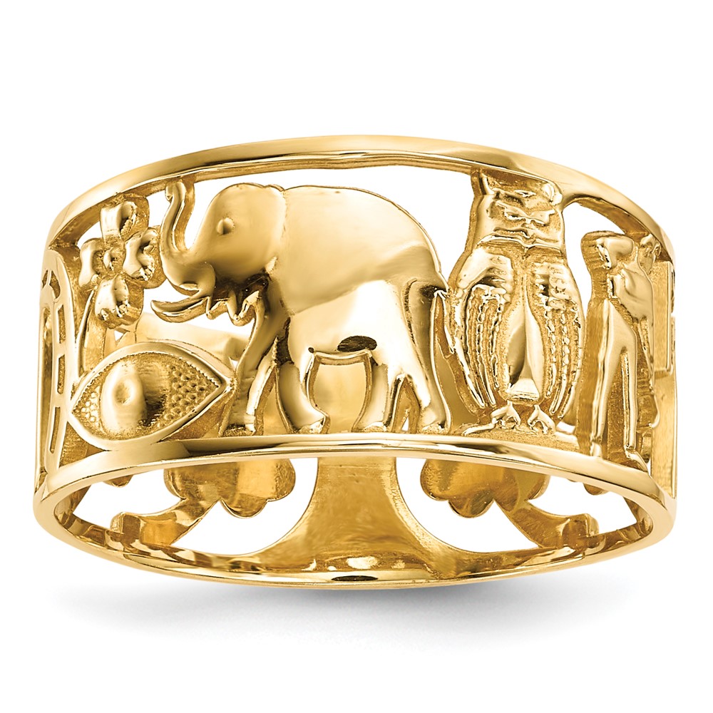 Picture of Finest Gold 14K Lucky Symbols Cut Out 9 mm Band&amp;#44; Size 8