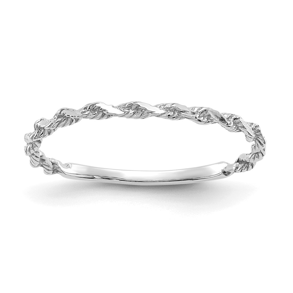 Picture of Finest Gold 14K White Gold Diamond-Cut Textured Rope Band Ring - Size 6