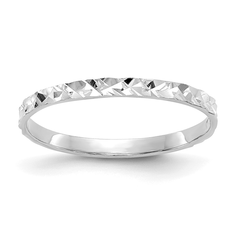 Picture of Finest Gold 14K White Gold Diamond-Cut Design Band Childs Ring - Size 3