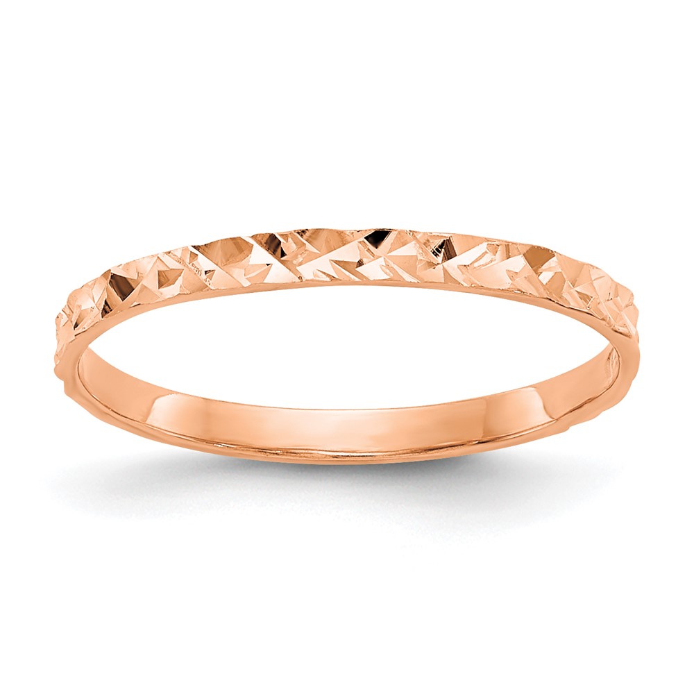 Picture of Finest Gold 14K Rose Gold Diamond-Cut Design Band Childs Ring - Size 3