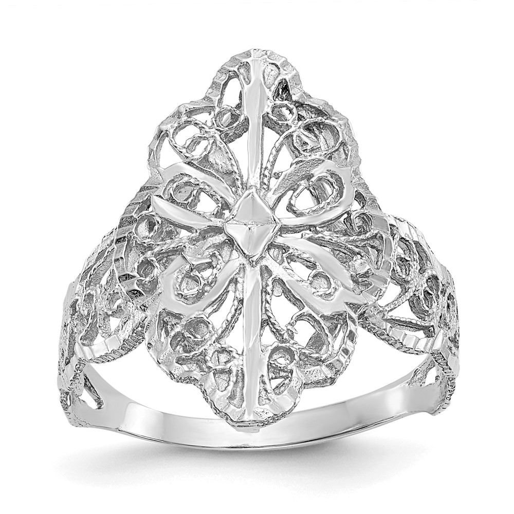 Picture of Quality Gold K3880W 14K White Gold Diamond Cut Filigree Ring