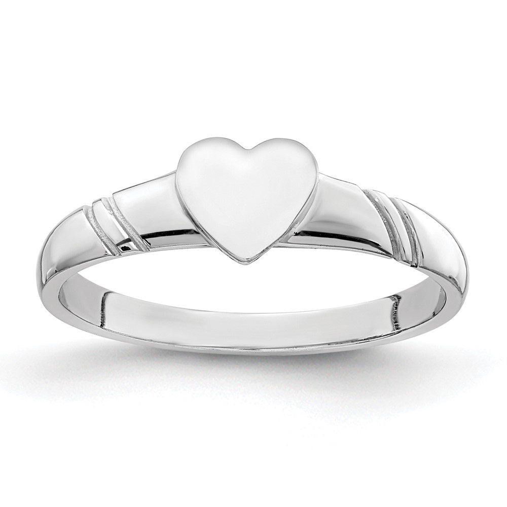 Picture of Finest Gold 14K White Gold Polished Heart Childrens Ring - Size 4