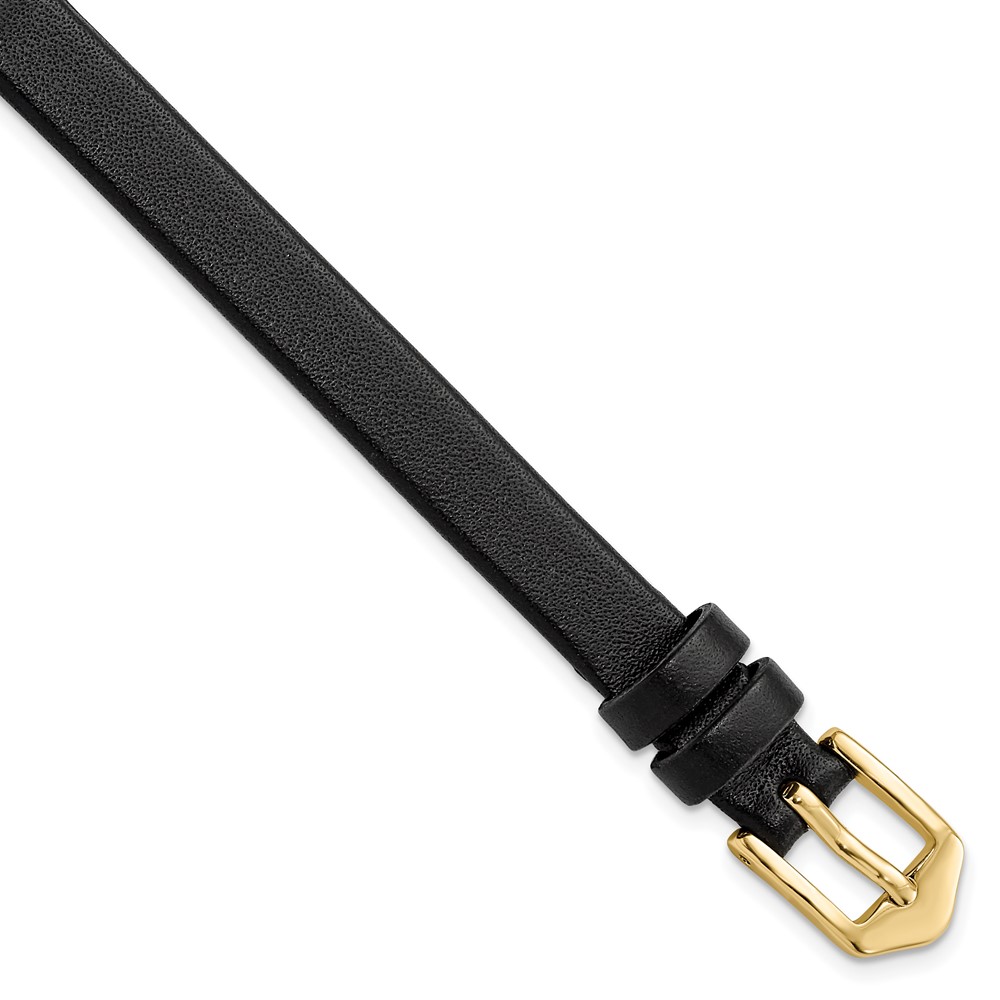 Picture of Finest Gold 8 mm Gilden Long Black Calfskin Gold-Tone Buckle Watch Band