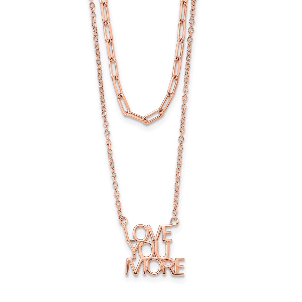 Sterling Silver Rose-Tone Love You More Two Strand 16 in. Necklace -  Finest Gold, UBSQG6017-16