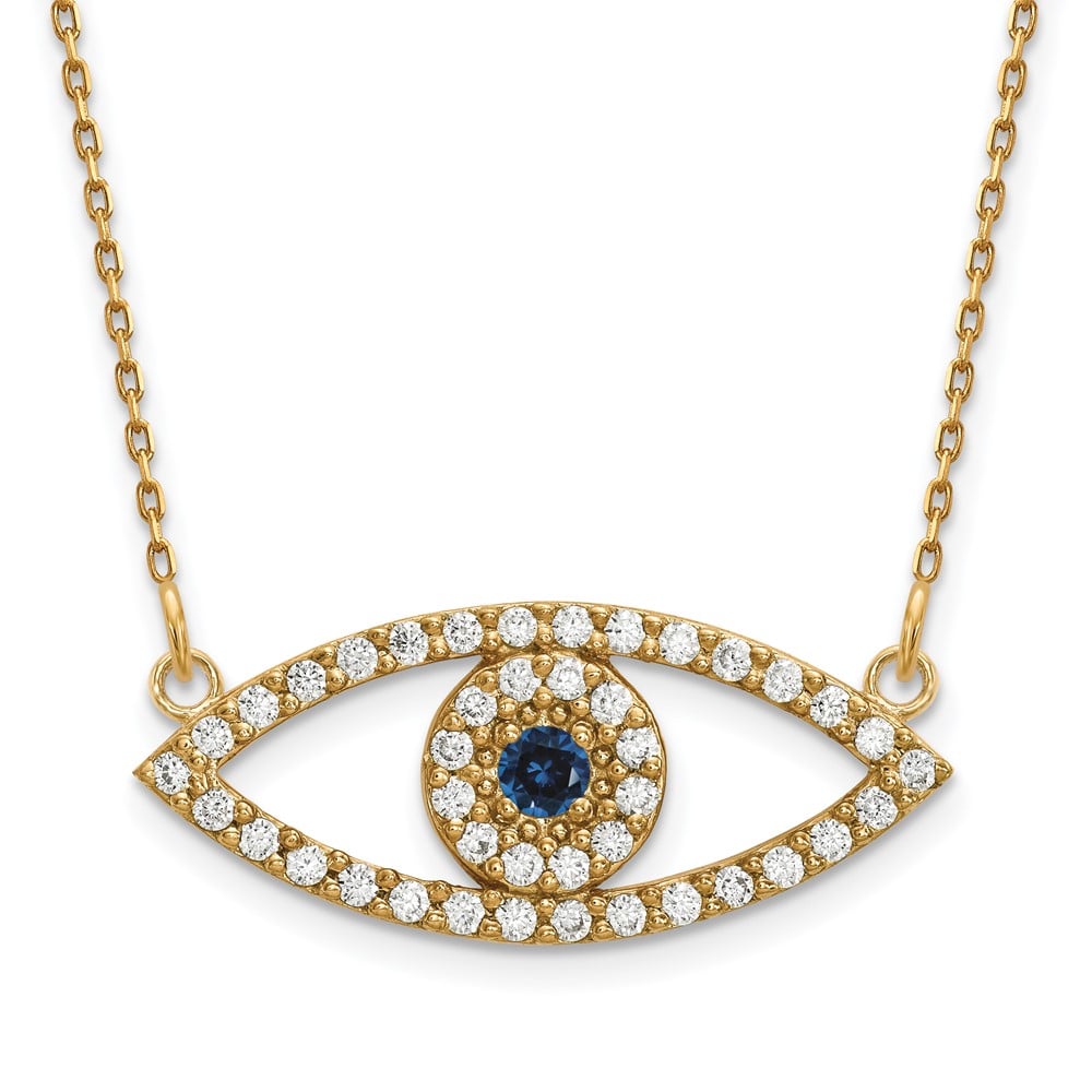 XP5045S-A 14K Medium Diamond & Sapphire Evil Eye Necklace -  Bagatela, BA4366778