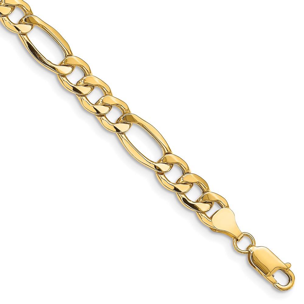 14K Yellow Gold 8.5 mm Semi-Solid Figaro Chain 8 in. Bracelet -  Bagatela, BA2735744