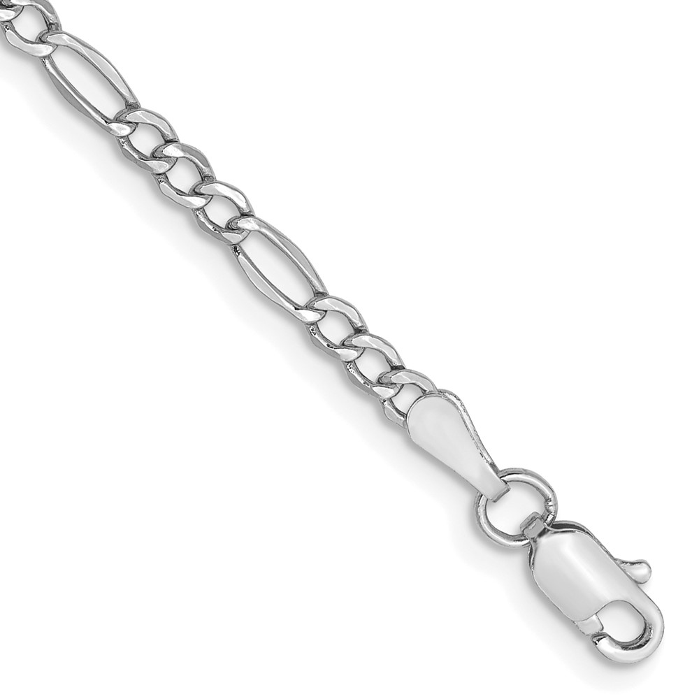 Picture of Finest Gold 14K White Gold 9 in. 2.5 mm Semi-Solid Figaro Chain