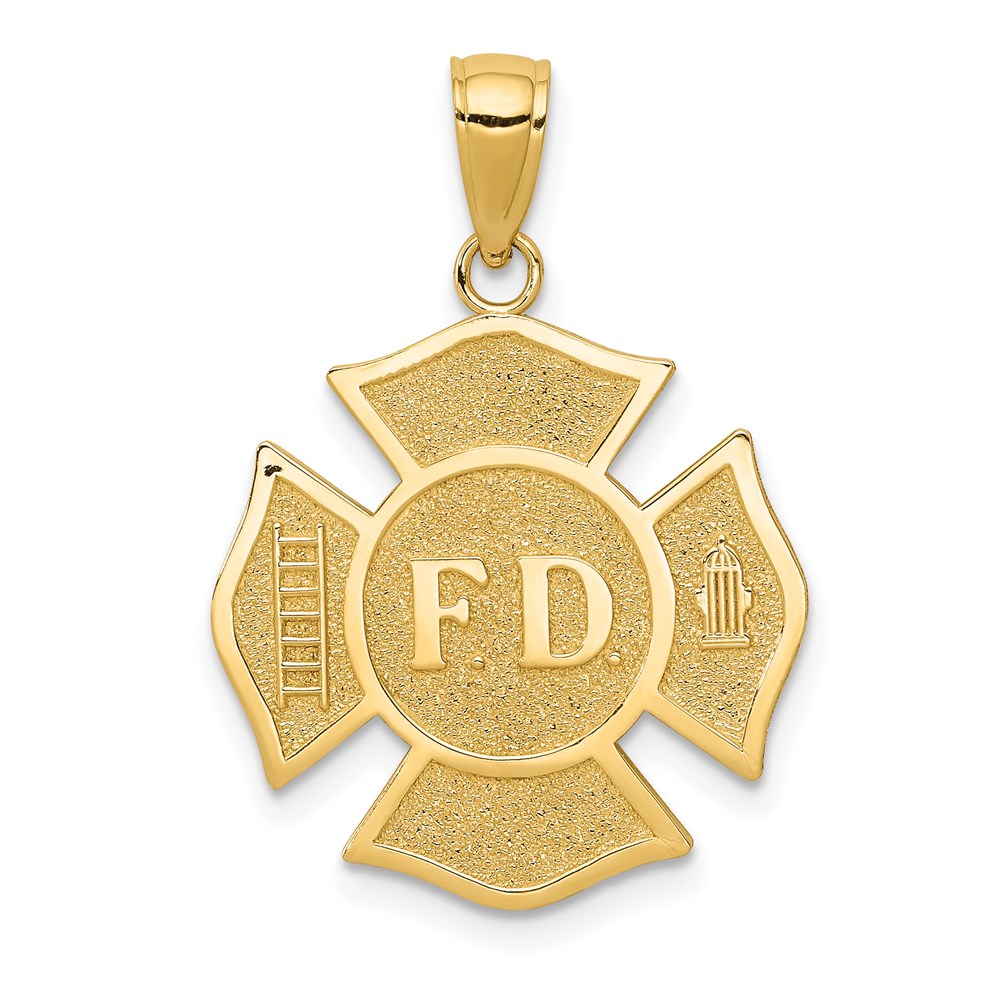 14K Yellow Gold Fire Department FD Badge Pendant -  Bagatela, BA2728405