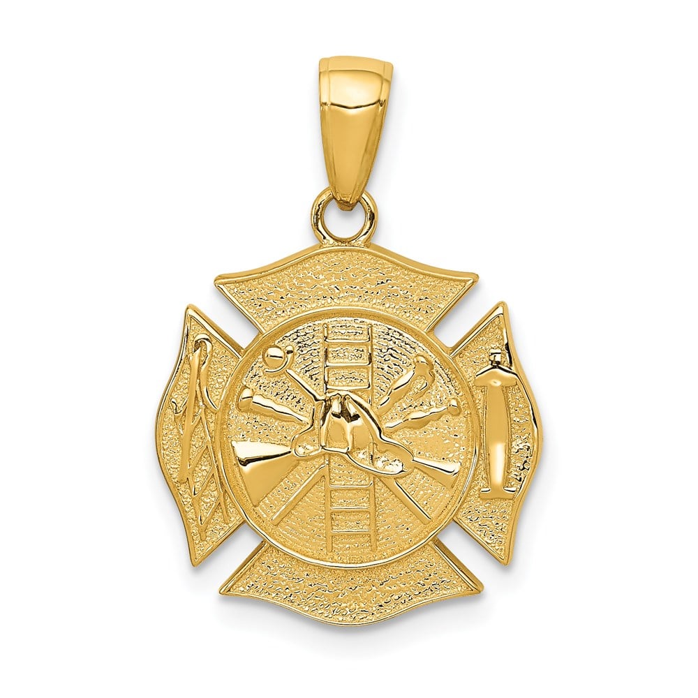 14K Yellow Gold Reversible Fire Department Shield Pendant -  Bagatela, BA3177892