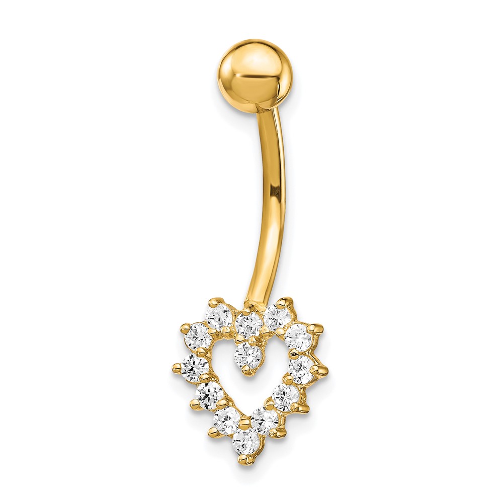 Picture of Quality Gold 10BD108 10K Yellow Gold with CZ Heart Belly Dangle