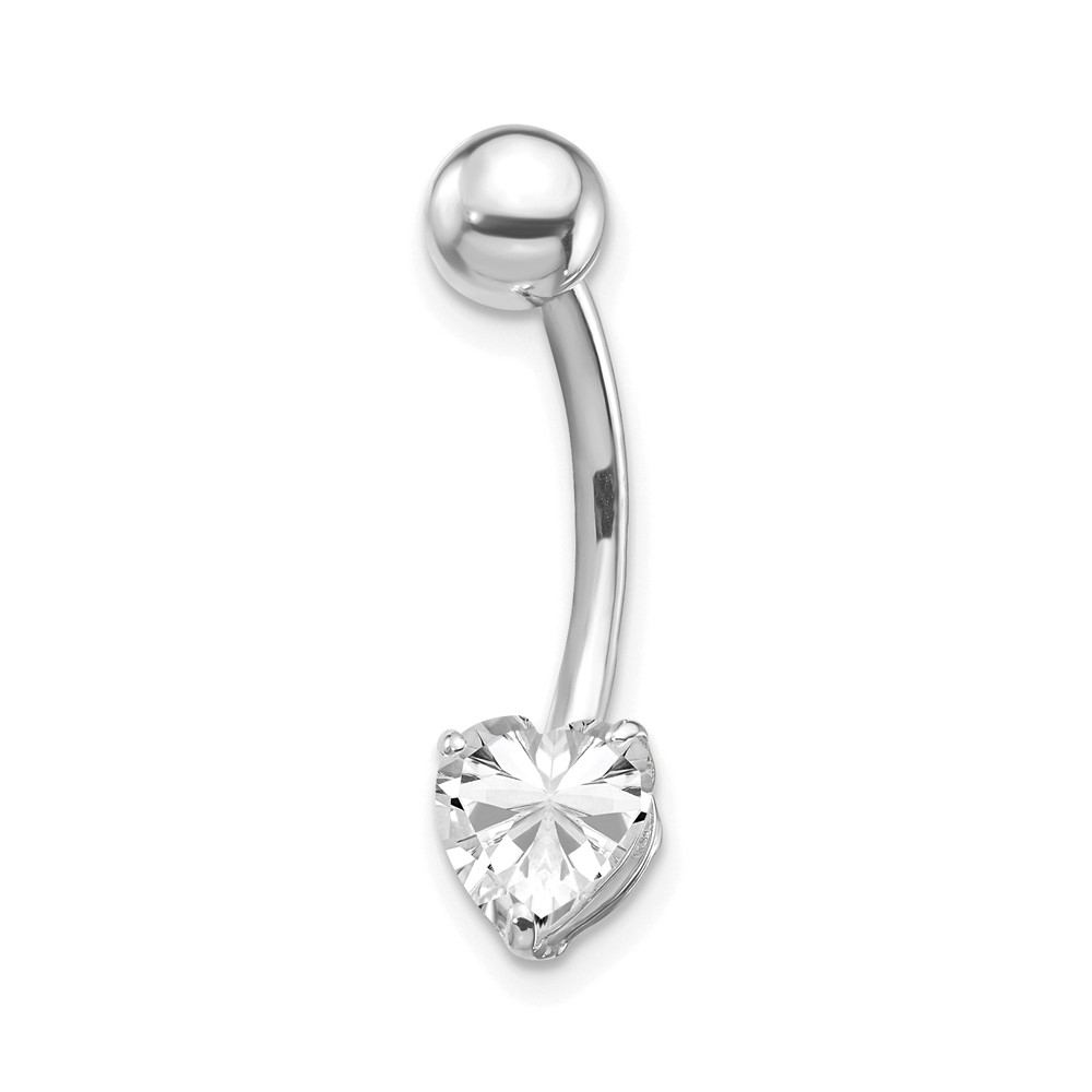 Picture of Finest Gold 10K White Gold with 6 x 6 mm Heart Belly Dangle
