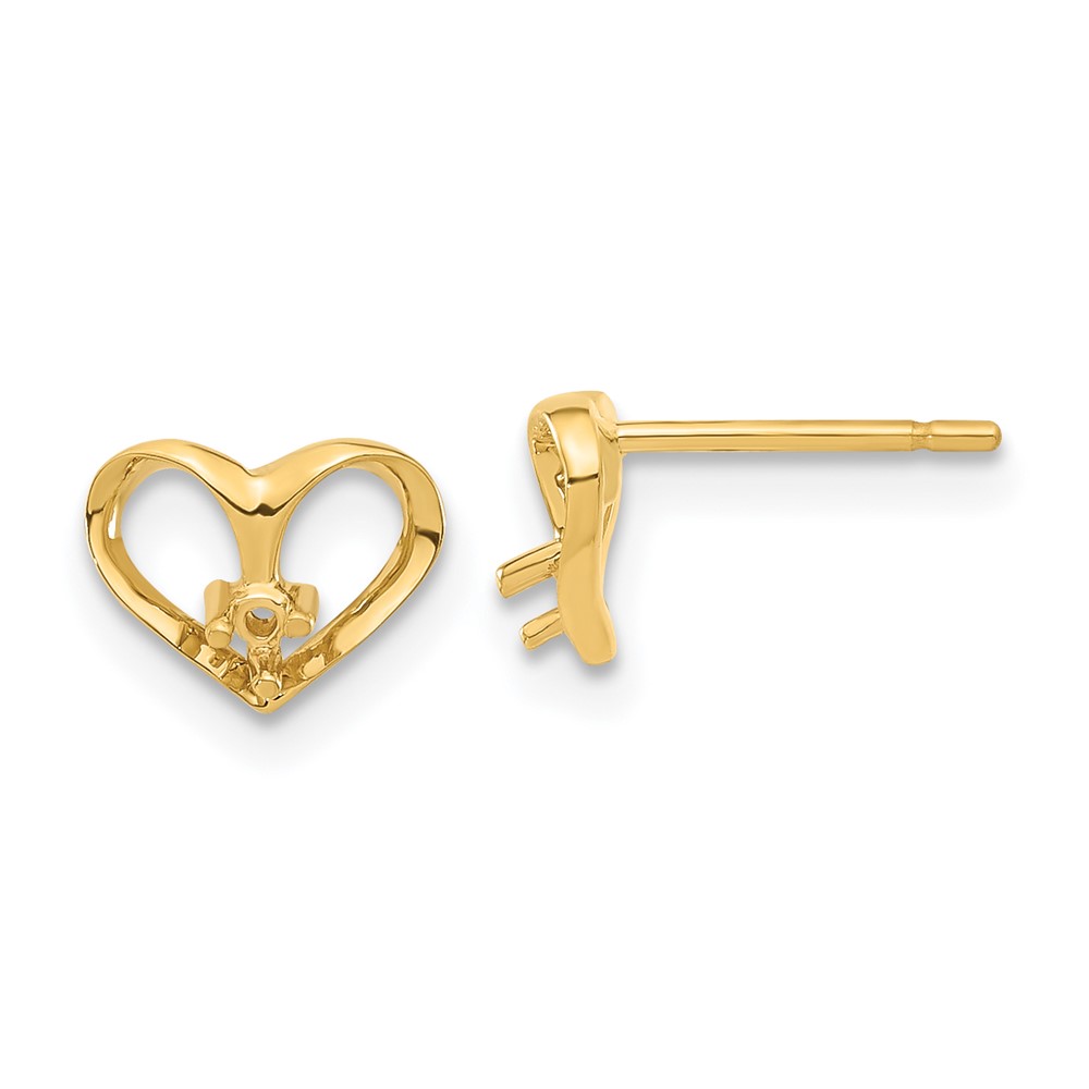 Picture of Finest Gold 14k Yellow Gold Fancy Diamond Heart Earring Mountings