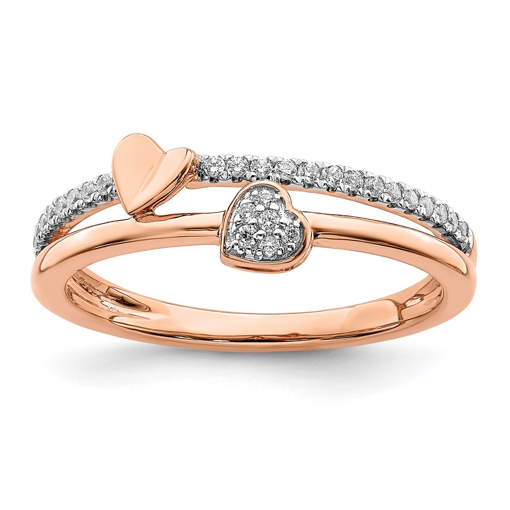 Picture of Finest Gold 14K Rose Gold Polished Hearts Diamond Ring - Size 7