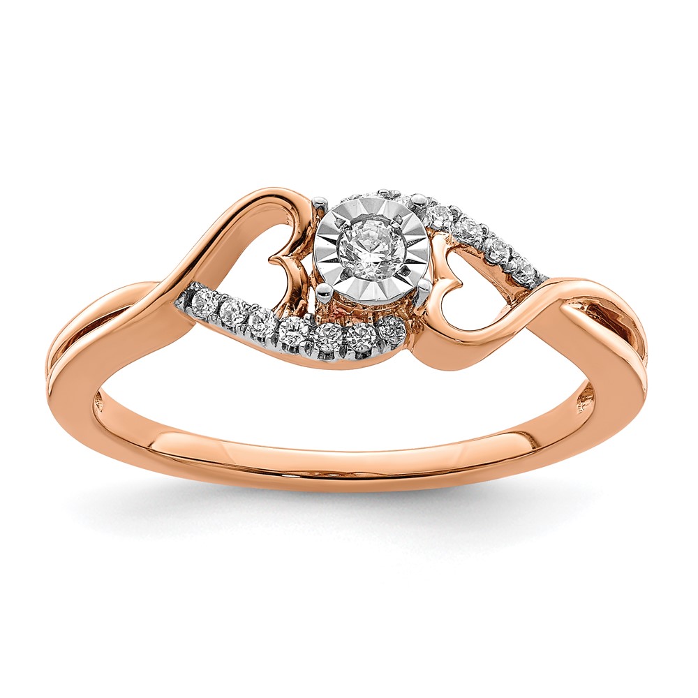 Picture of Finest Gold 14K Rose Gold Polished Side Hearts Diamond Ring&amp;#44; Size 7