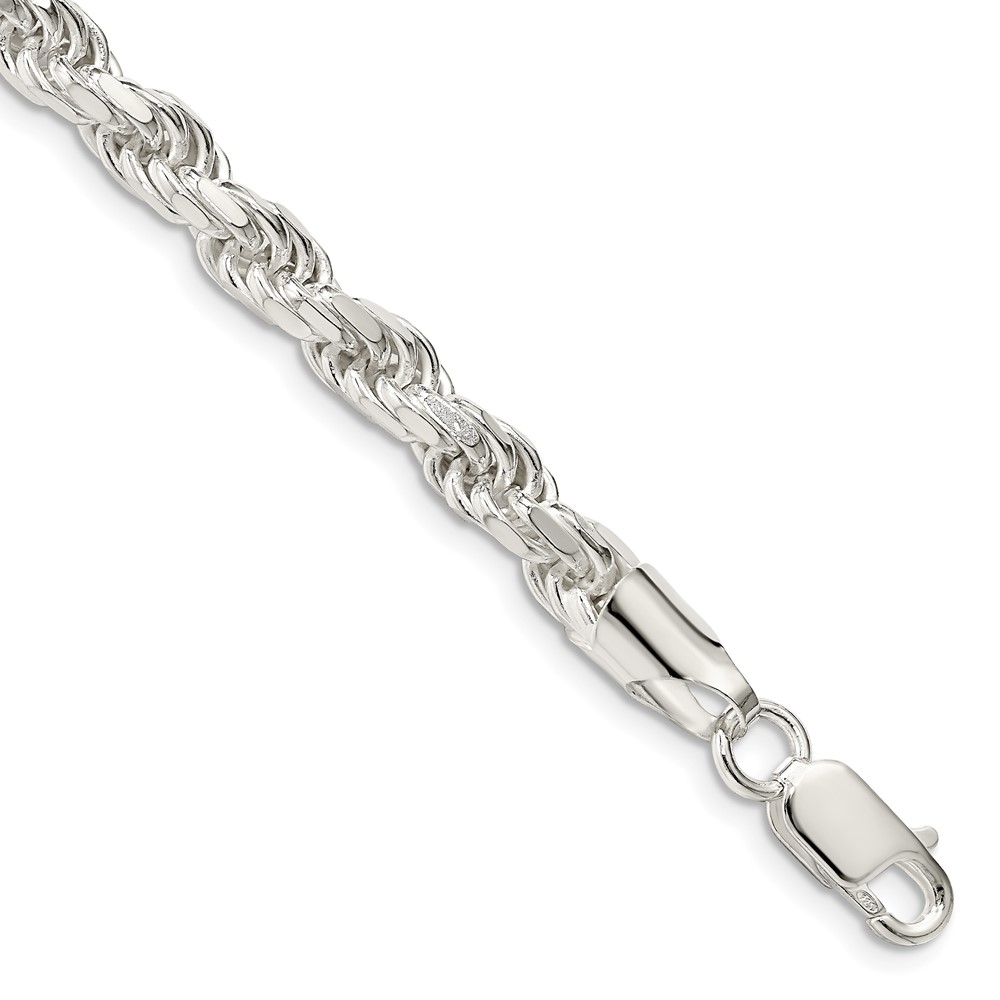 Sterling Silver 5.75 mm Diamond-Cut Rope 10 in. Chain Bracelet -  Bagatela, BA2718506