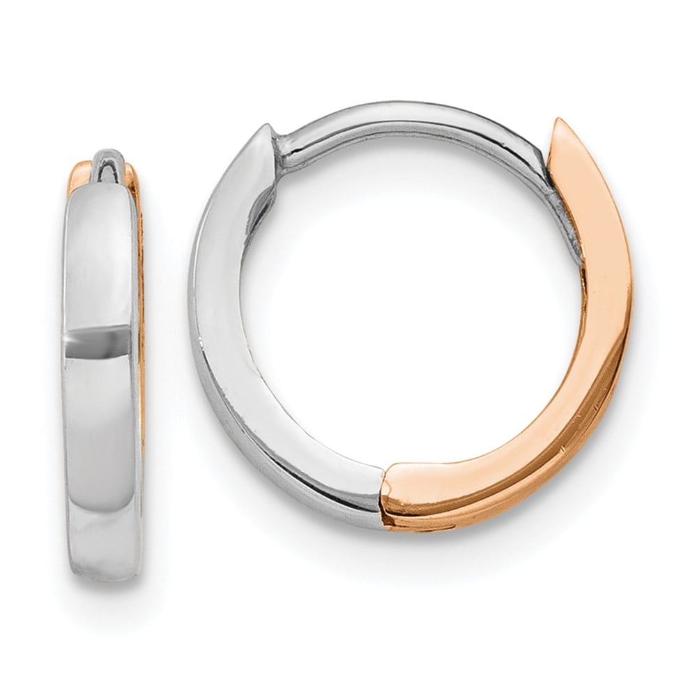 Picture of Finest Gold 14K Two-Tone Rose &amp; White Gold 1.7 5mm Hinged Hoop Earrings