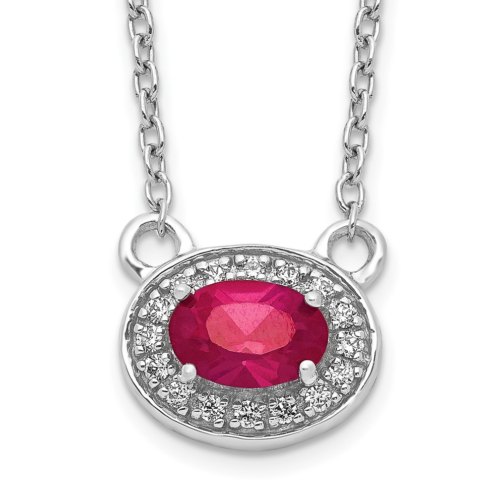 Picture of Finest Gold 14K White Gold Diamond &amp; Oval Ruby 18 in. Necklace