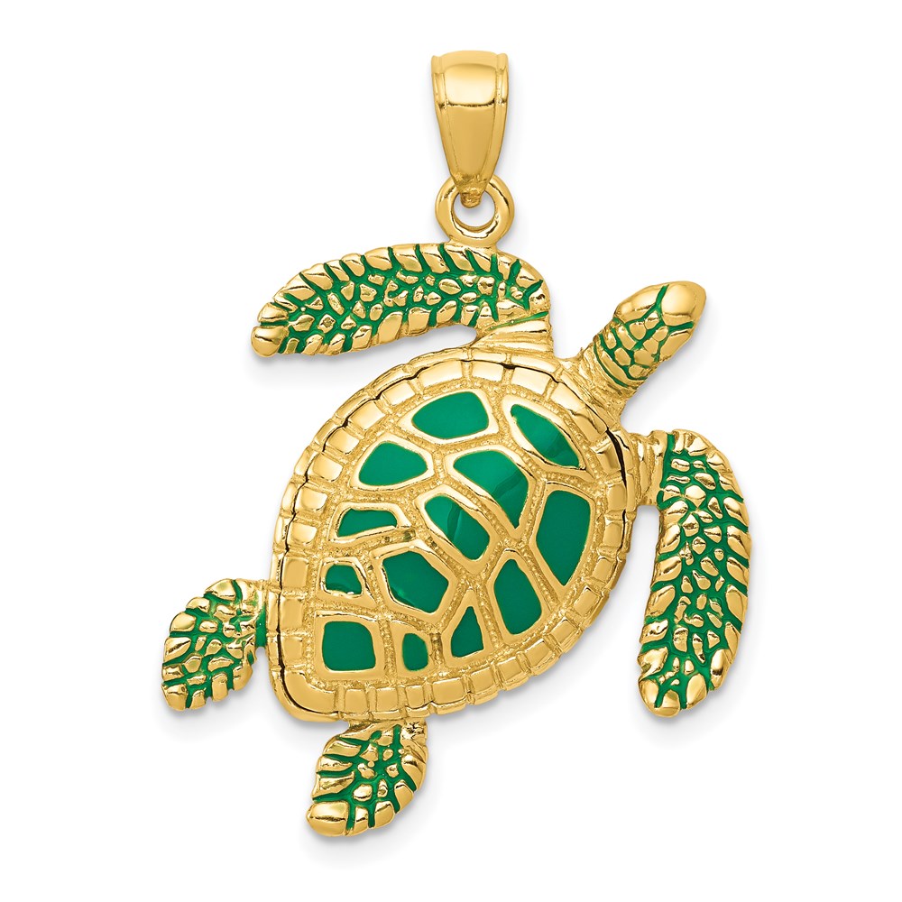 14K 3-D Enameled Sea Turtle Pendant -  Bagatela, BA2695009