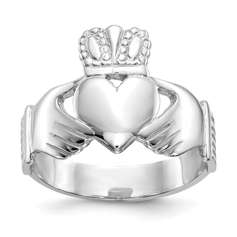 Picture of Finest Gold 14K White Gold Mens Claddagh Ring - Size 9