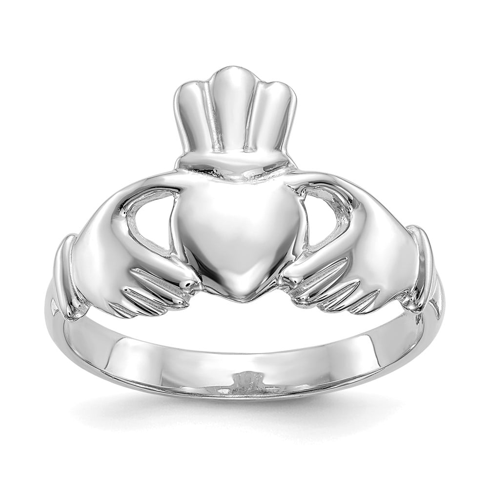 Picture of Finest Gold 10K White Gold Polished Claddagh Ring&amp;#44; Size 7