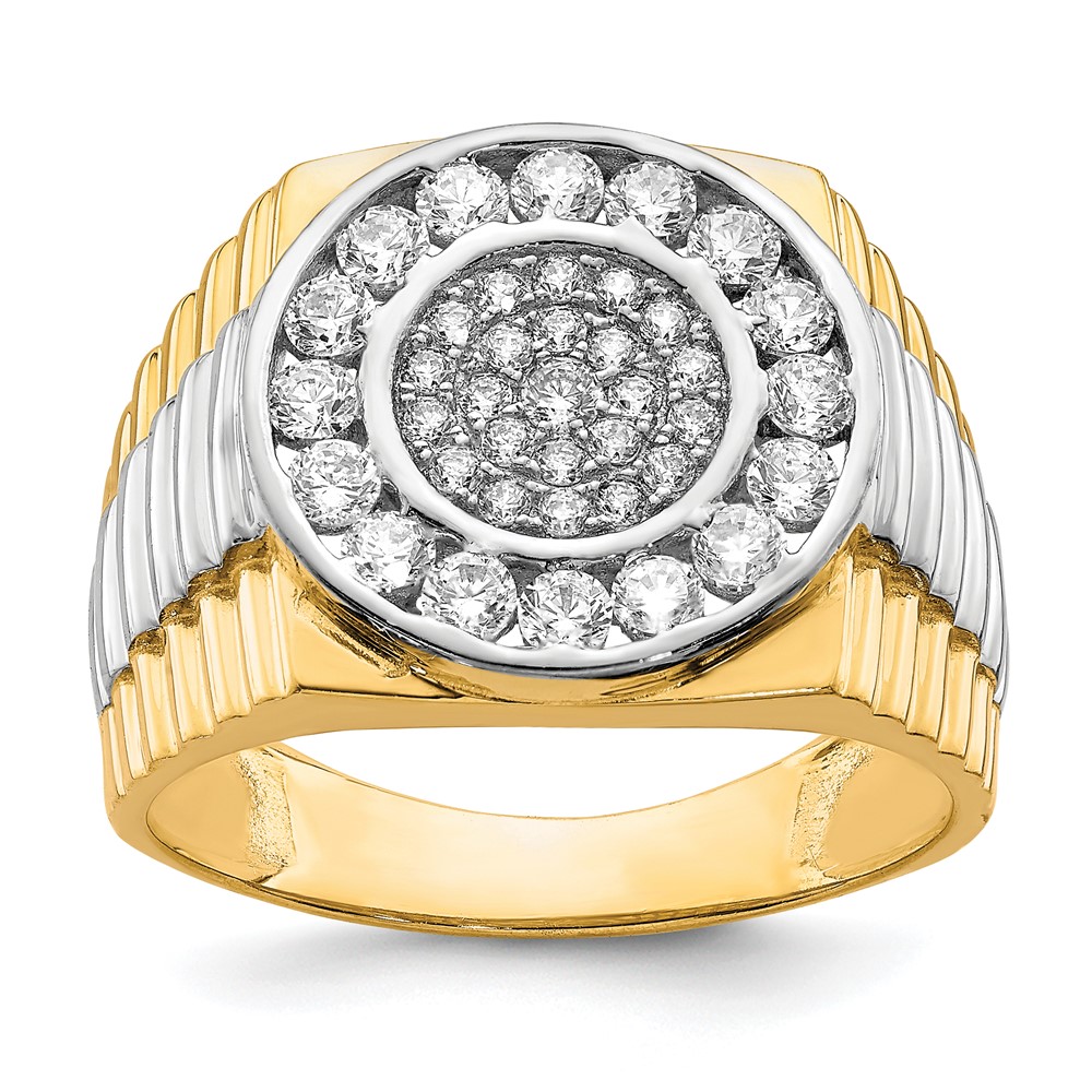 Picture of Quality Gold 10C1469 10K Yellow with Rhodium CZ Mens Ring - Size 10
