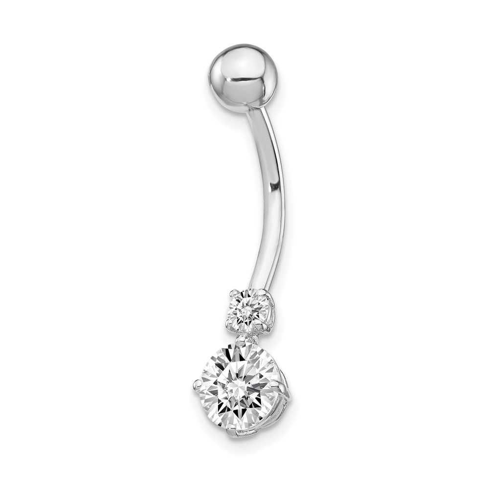Picture of Quality Gold 10BD130 10K White Gold with 3 & 6 mm CZS Belly Dangle