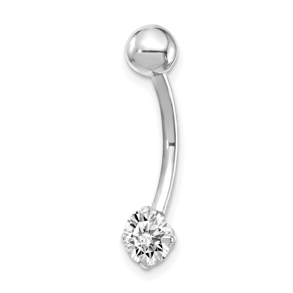 Picture of Finest Gold 10K White Gold with 5 mm Round CZ Belly Dangle