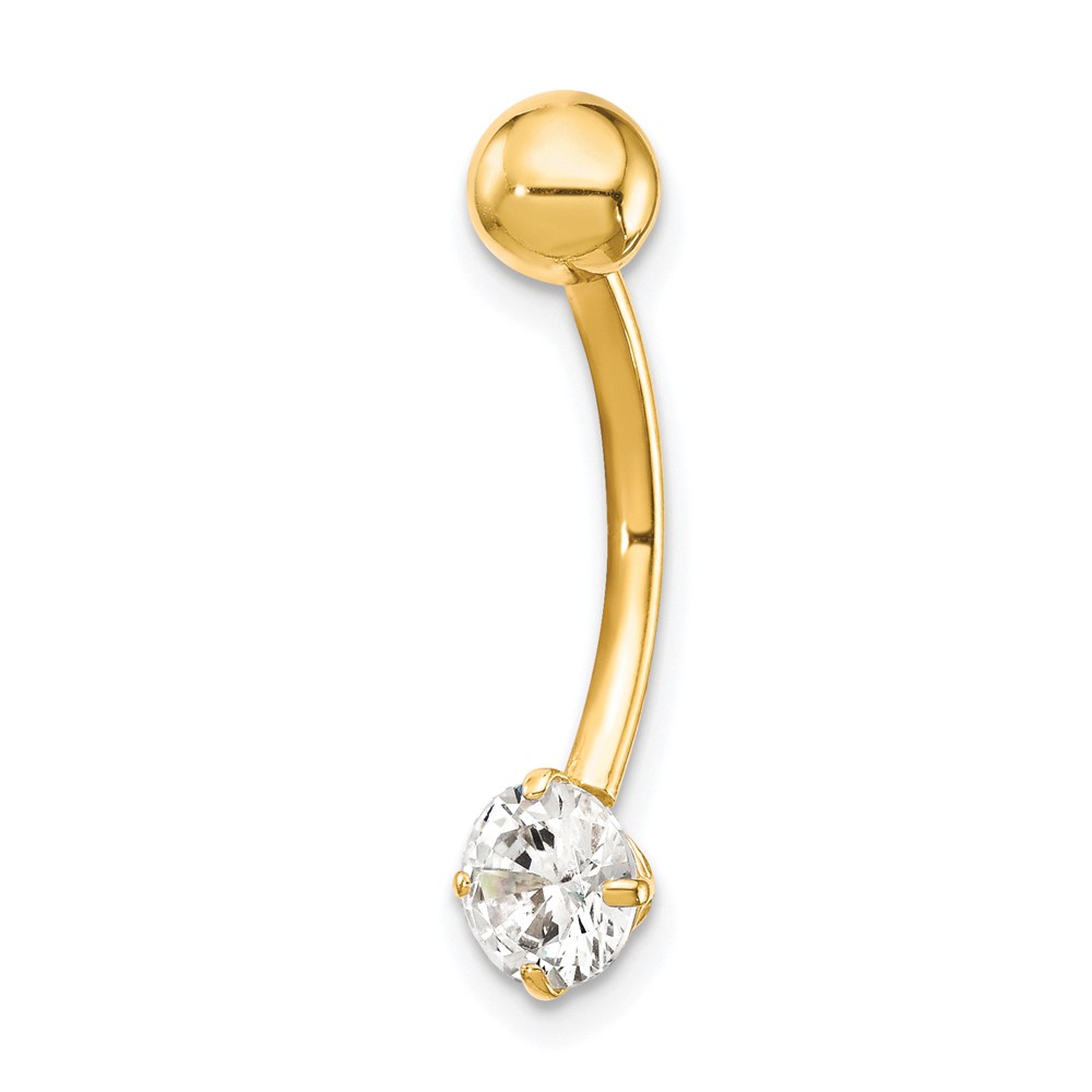 Picture of Quality Gold 10BD125 10K Yellow Gold with 5 mm Round CZ Belly Dangle