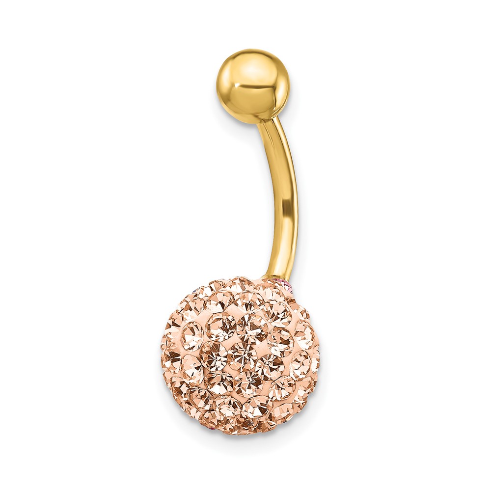 Picture of Quality Gold 10BD123 10K Yellow Gold with Champagne Crystal Ball Belly Dangle
