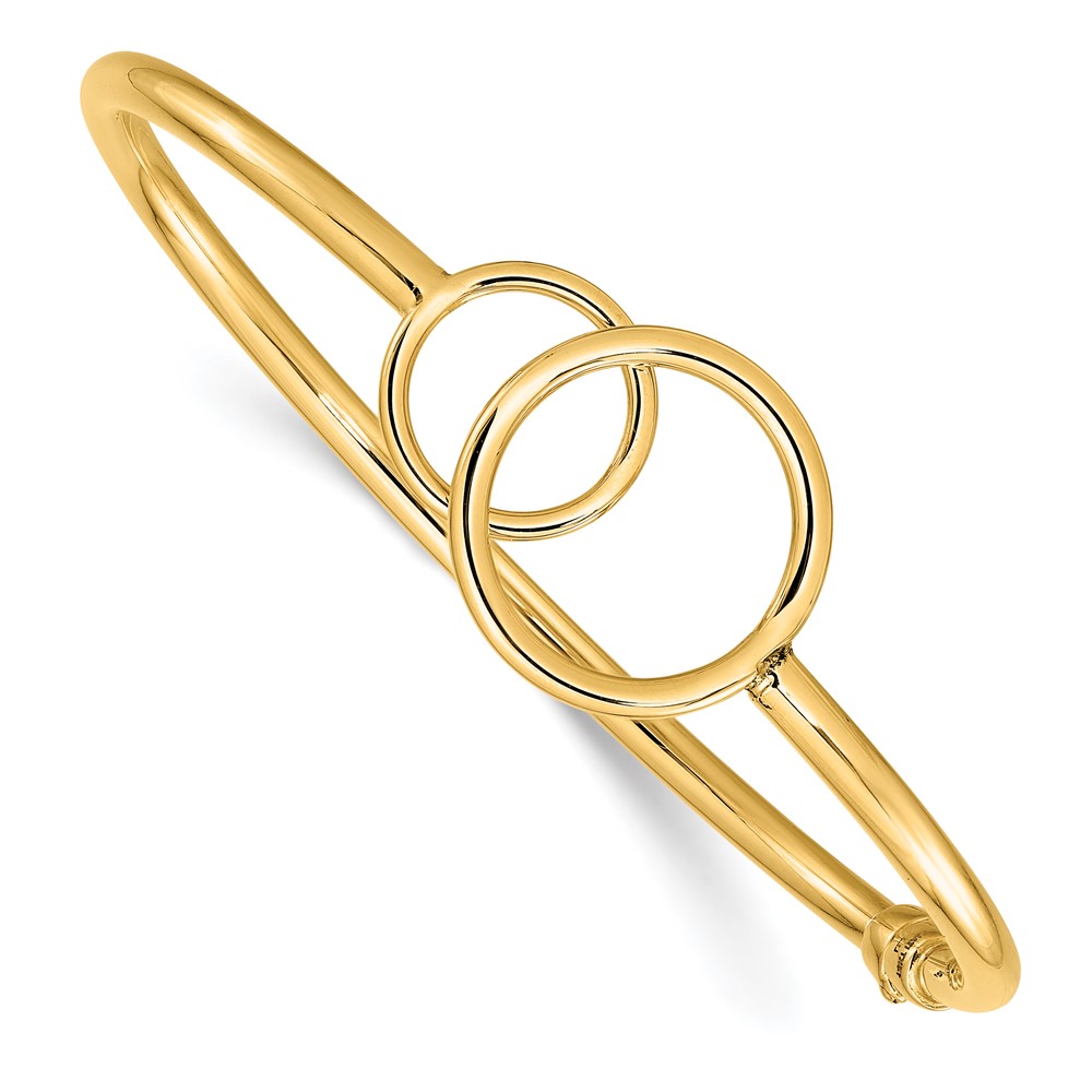 Leslies 14K Yellow Gold Polished Double Circled Hinged Bangle Bracelet -  Finest Gold, UBSLF1636