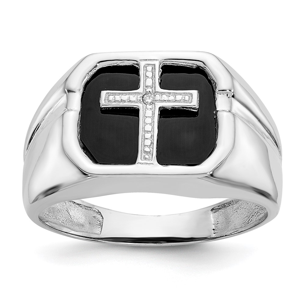 Picture of Finest Gold 14K White Gold Mens Cross Ring Mounting - Size 10