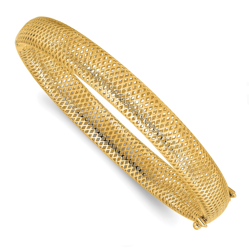 Leslies 14K Yellow Gold Polished Textured Hinged Bangle Bracelet -  Bagatela, BA2693718