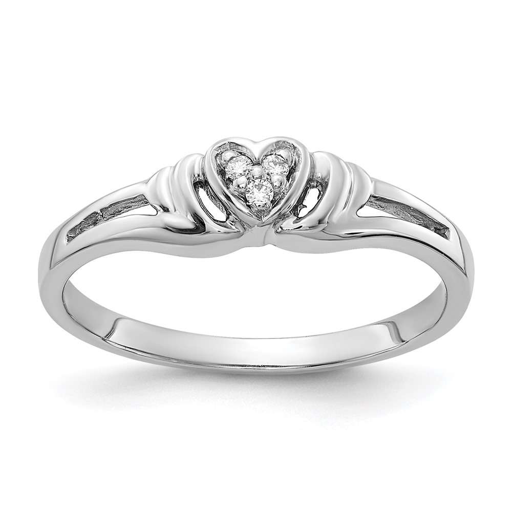 Picture of Finest Gold 14K White Gold 0.03 CTW Diamond Heart Mounting Ring&amp;#44; Size 6