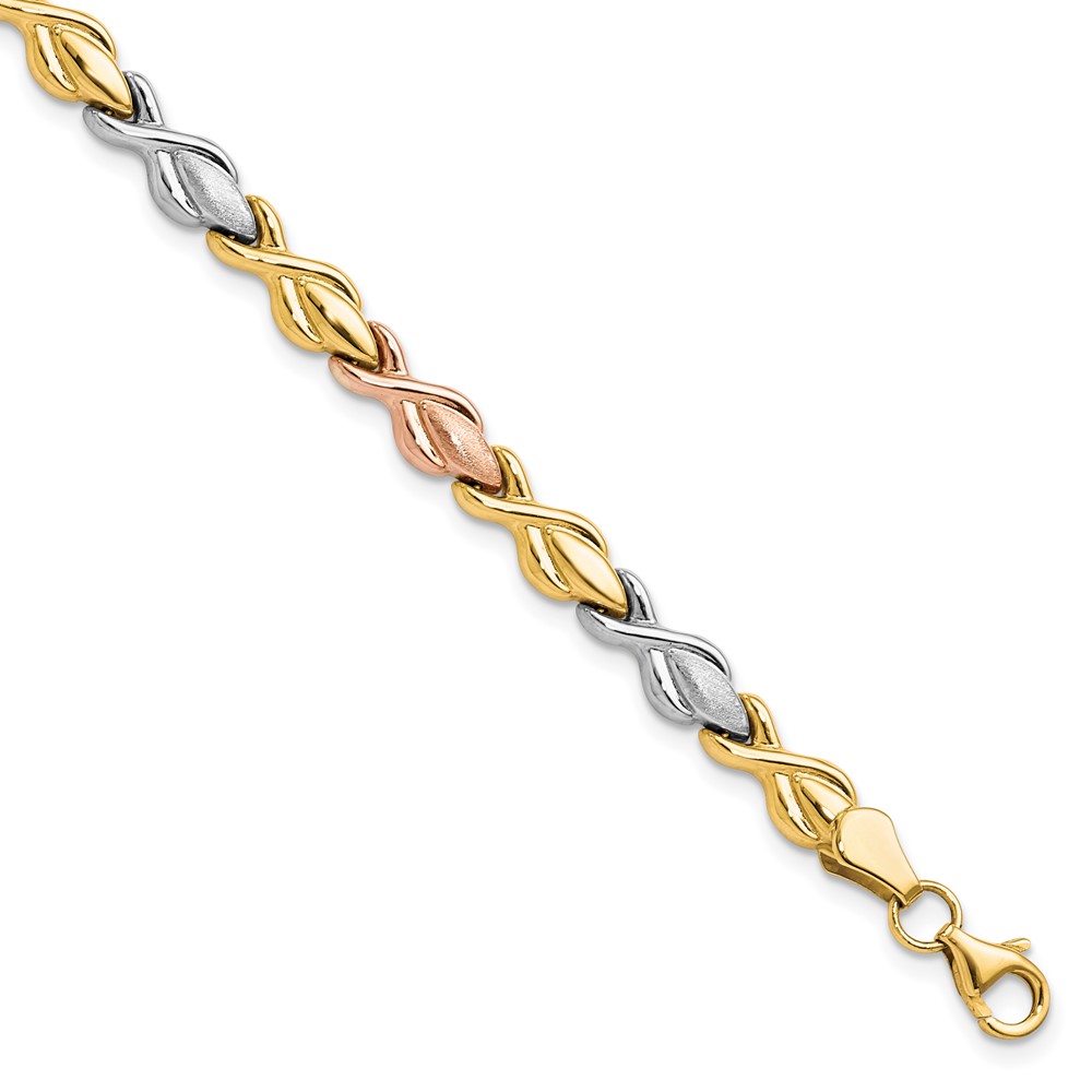 Leslies 10K Tri-color Polished & Brushed Link Bracelet -  Finest Gold, UBS10LF612-7.5