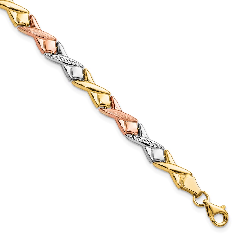 Picture of Quality Gold 10LF611-7.5 Leslies 10K Tri-Color Polished & Brushed Diamond-Cut 7.5 in. Bracelet