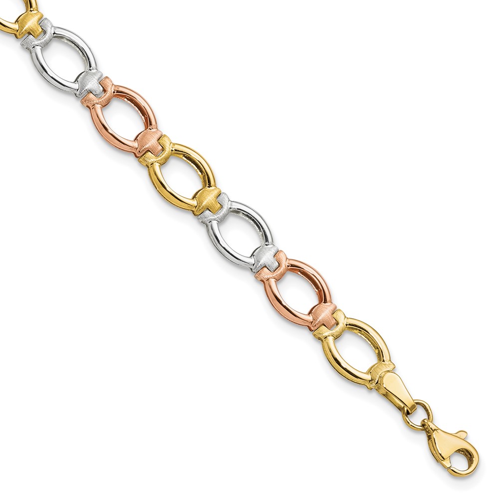 Picture of Finest Gold Leslies 10K Tri-Color Polished &amp; Satin Link 7.5 in. Bracelet