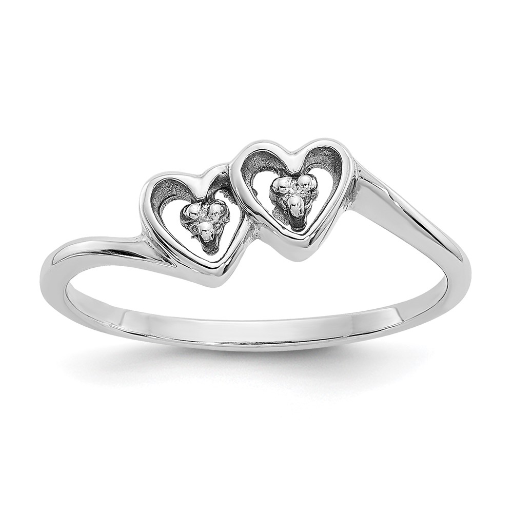 Picture of Finest Gold 14K White Gold 0.02 CTW Diamond Heart Mounting Ring&amp;#44; Size 6