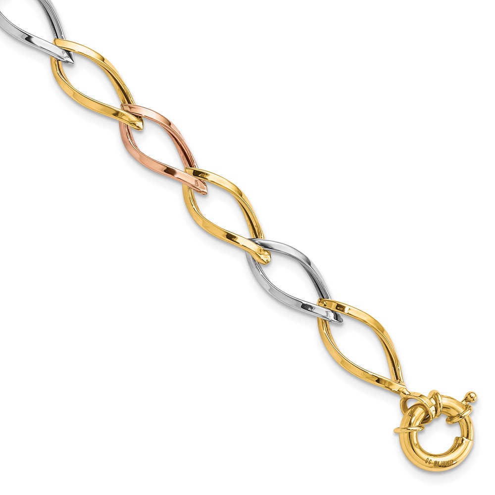 Picture of Finest Gold Leslies 10K Tri-Color Polished Link 7.25 in. Bracelet