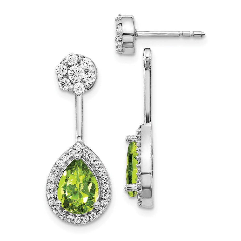 Picture of Finest Gold 14K White Gold Diamond - Pear Peridot Front - Back Earrings