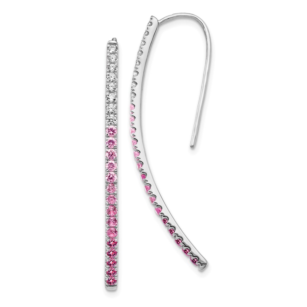 Picture of Finest Gold 14K White Gold Diamond &amp; Pink Sapphire Earrings