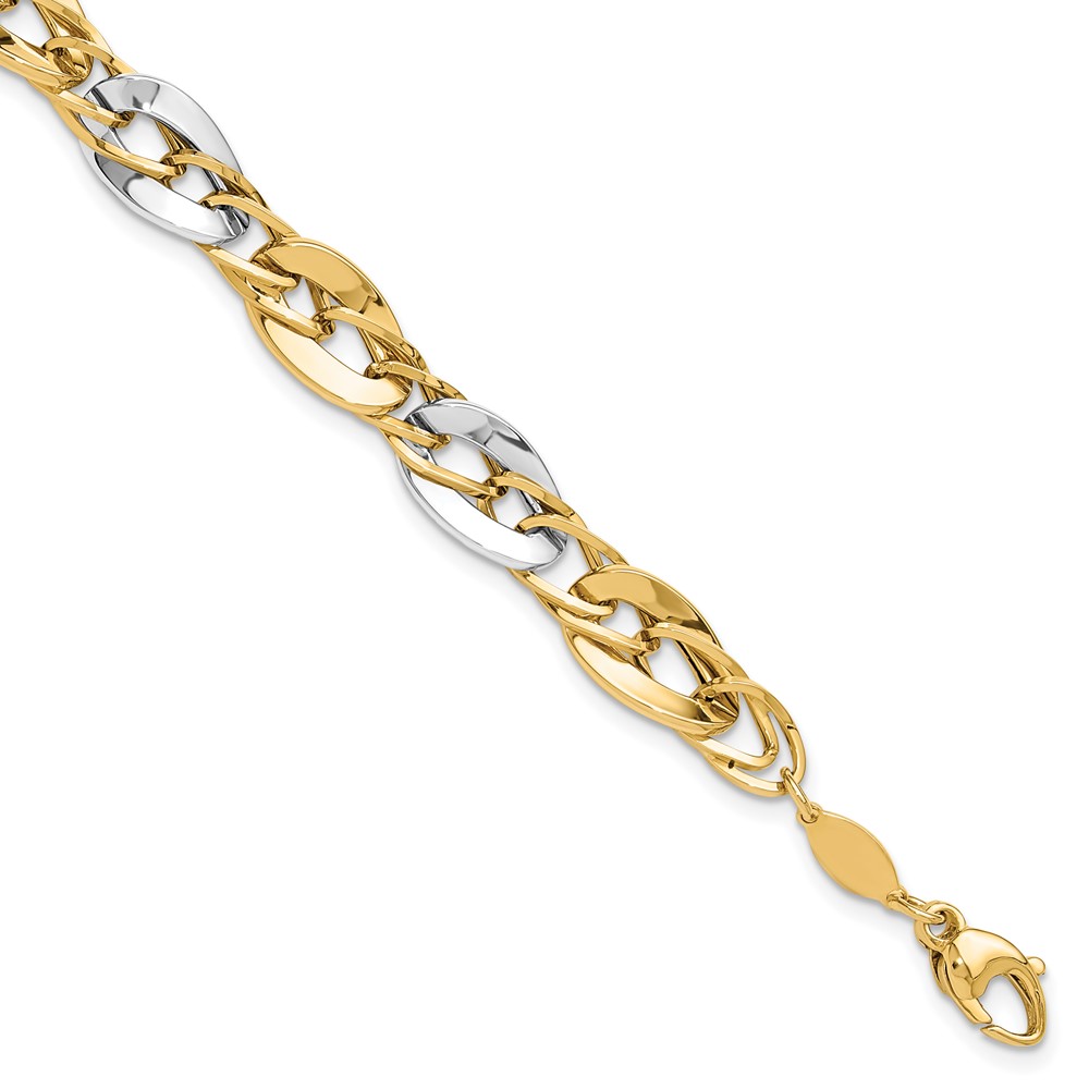 Picture of Finest Gold 14K Two-Tone Polished Fancy Double Curb Link 8 in. Bracelet