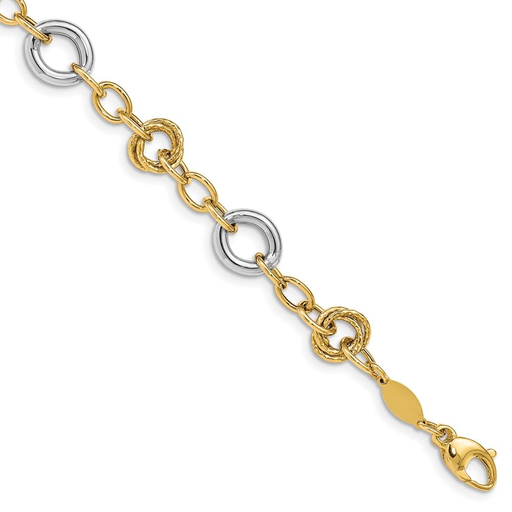 Picture of Finest Gold 14K Two-Tone Fancy Circles Cable Link 7.5 in. Bracelet