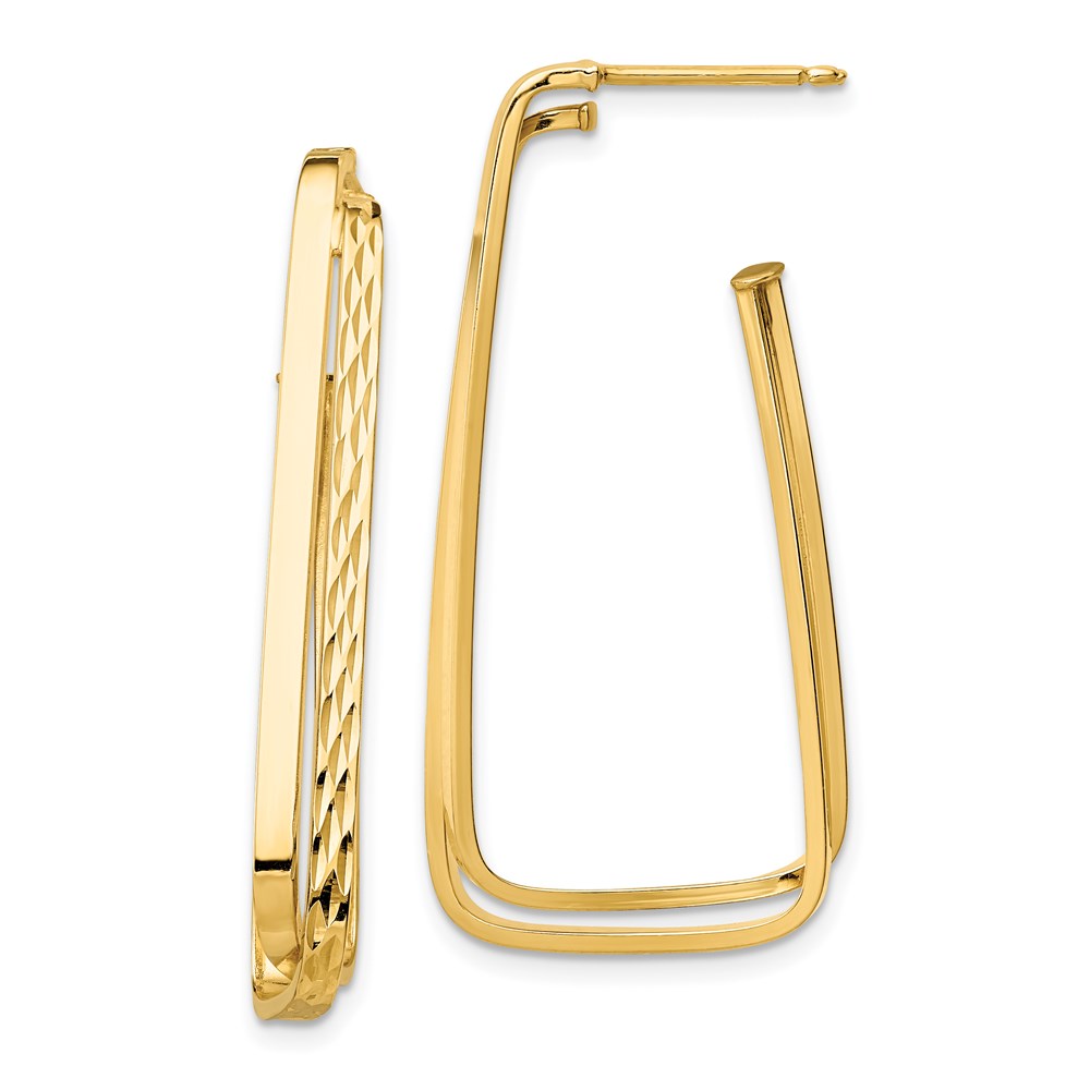 Picture of Finest Gold 14K Yellow Gold Polished &amp; Diamond-Cut Fancy Post Earrings