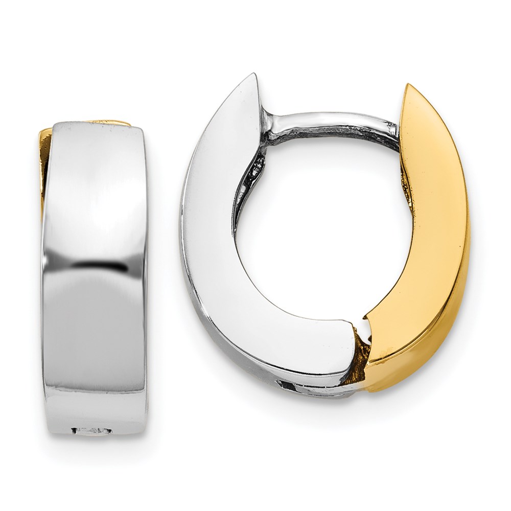 Picture of Finest Gold 14K Two-Tone Polished Hinged Hoop Earrings