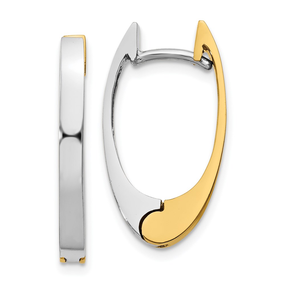 Picture of Finest Gold 14K Two-Tone V-Shaped Hinged Hoop Earrings