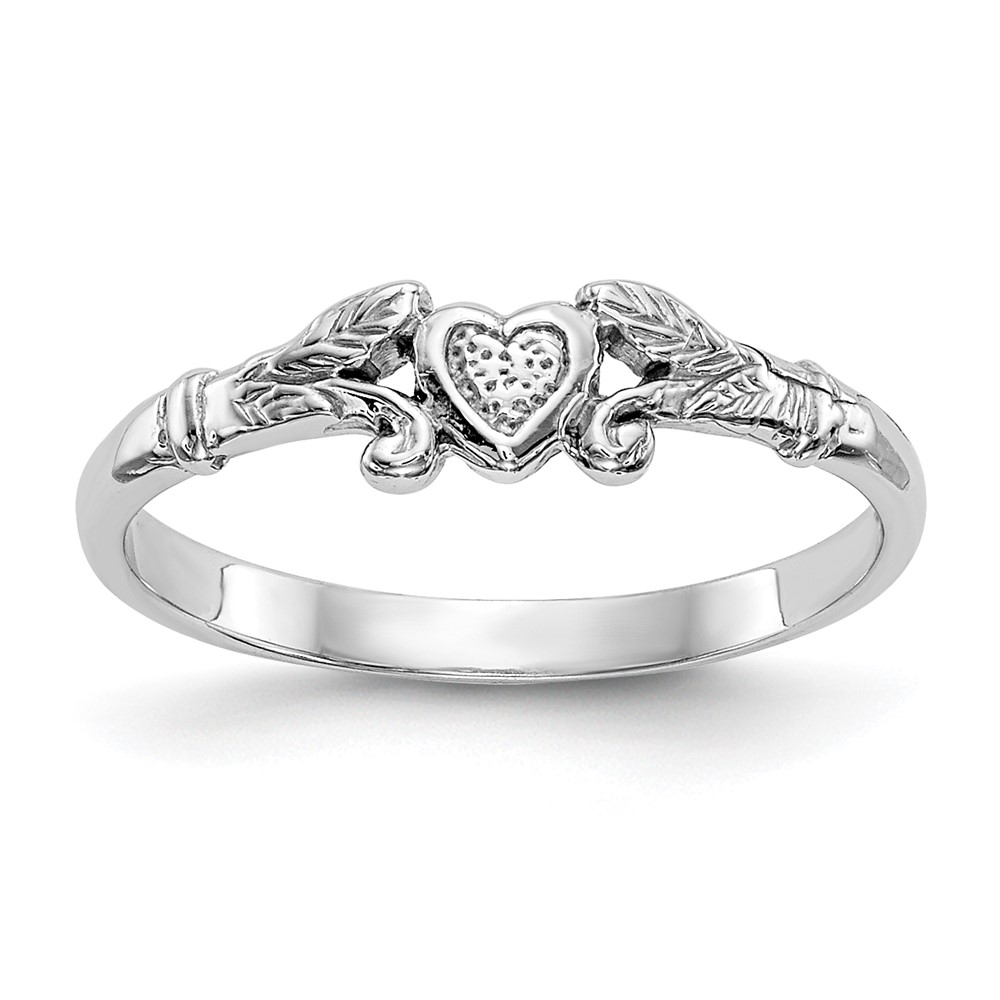 Picture of Finest Gold 10K White Gold Textured Mini Heart Baby Ring