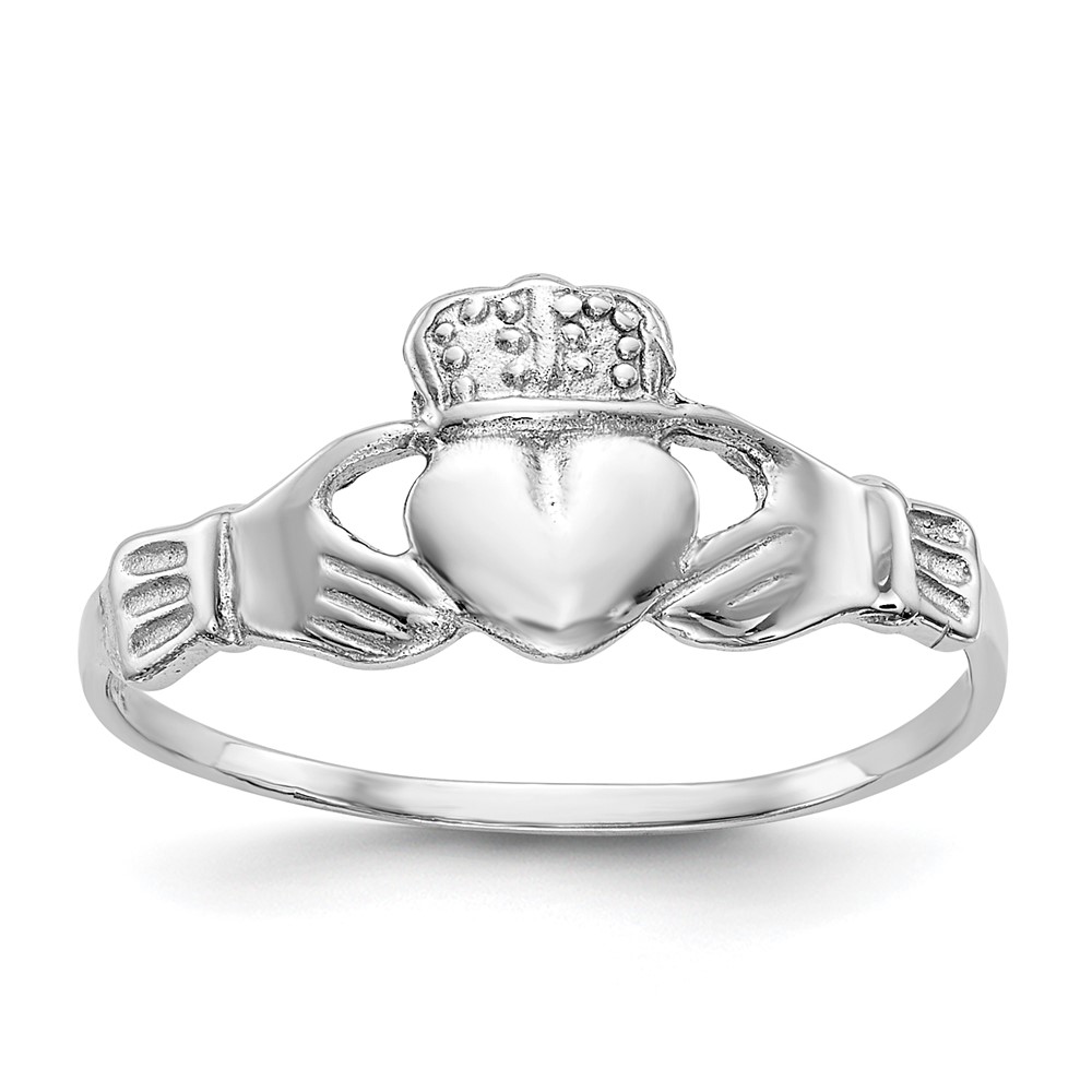 Picture of Finest Gold 10K White Gold Polished Claddagh Ring&amp;#44; Size 7