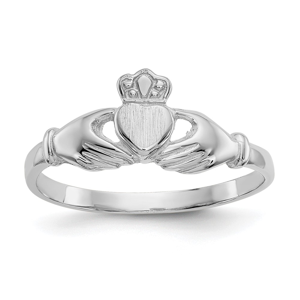 Picture of Finest Gold 10K White Gold Polished &amp; Satin Claddagh Ring&amp;#44; Size 6.5
