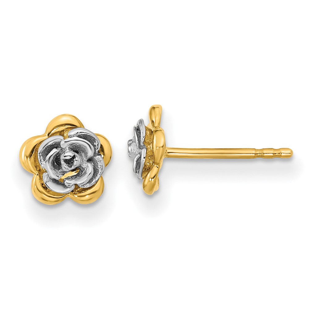 Picture of Finest Gold 14K Two-Tone Flower Post Earrings