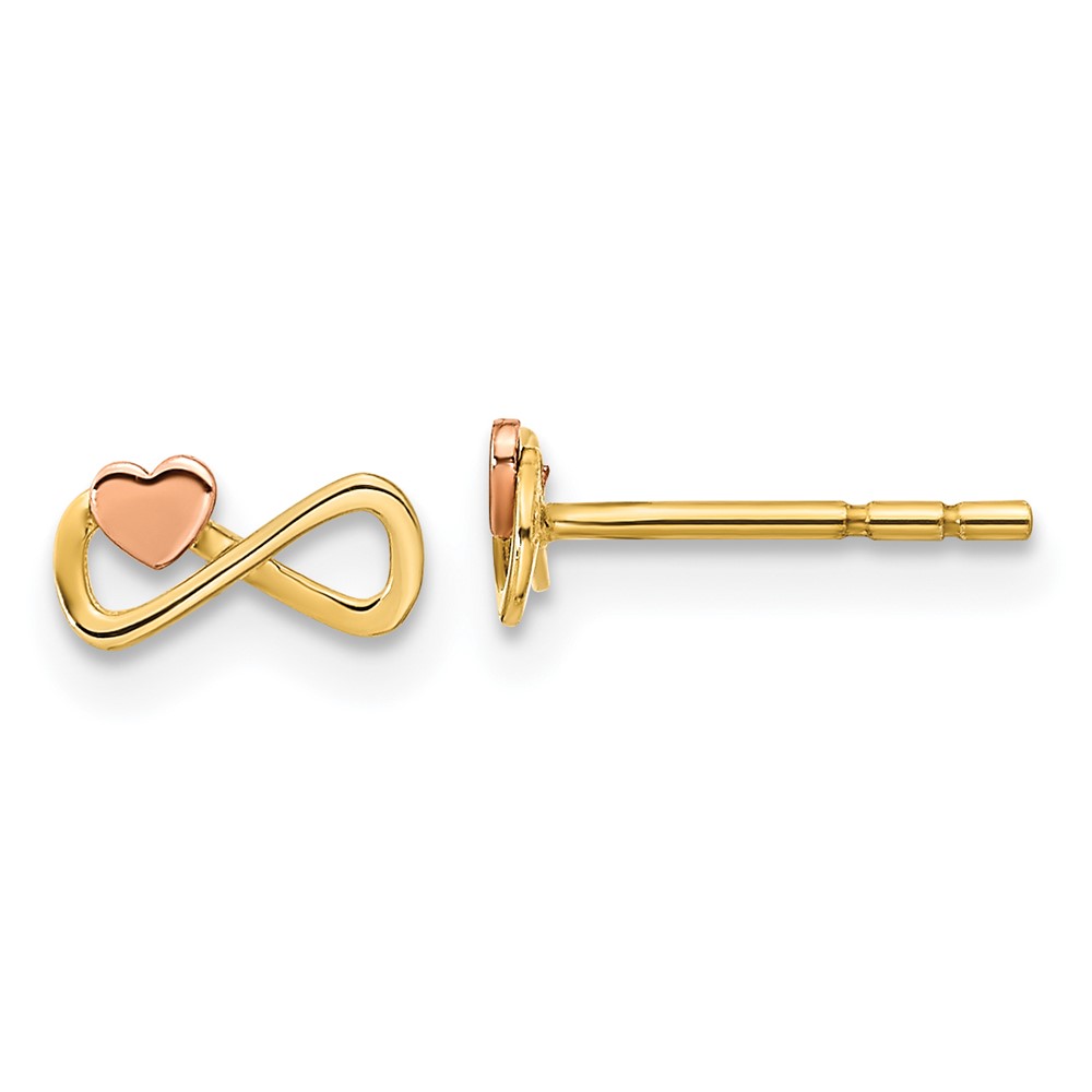 Picture of Finest Gold 14K Two-Tone Infinity with Heart Post Earrings